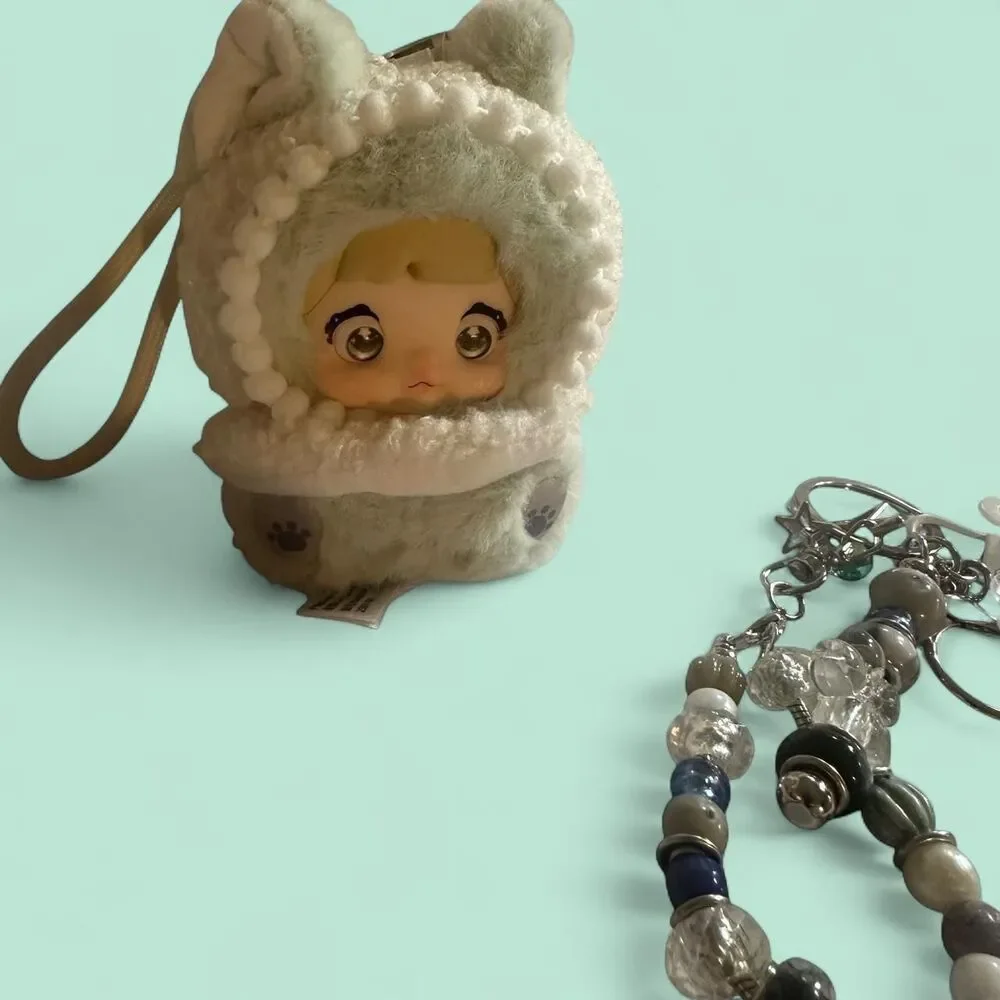 NOMMI Fairytale Town Fluffy Little Lamb Plush Bag Charm Keychain Set - OOAK